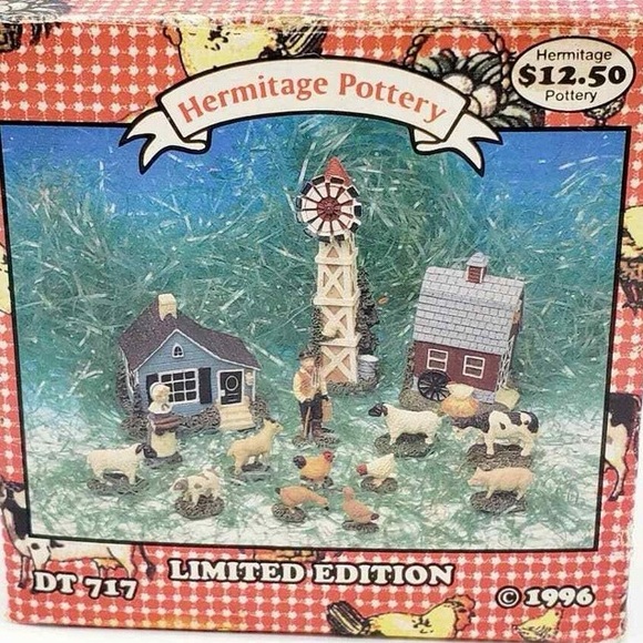 Hermitage Pottery Hand Painted Farm Set Vintage 1996 Miniatures Figurines - Picture 2 of 6